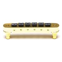Graph Tech PS 8843 G0 ResoMax NV2 Tune-O-Matic Bridge met String Saver zadels (kleine posten, 4 mm) - goud - thumbnail