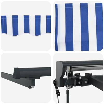 VidaXL Inklapbaar zonnescherm blauw en wit 300 x 250 cm