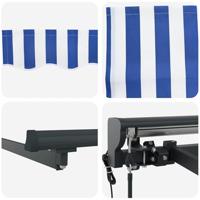 VidaXL Inklapbaar zonnescherm blauw en wit 300 x 250 cm - thumbnail