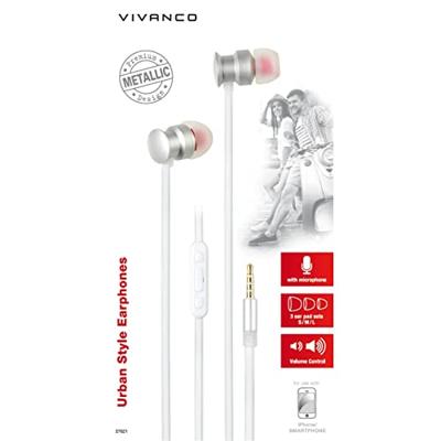 Vivanco URB 60 SW mobile headset Binaural In-ear Silver,White - Vivanco URB 60 SW, Wired, In-ear, Binaural, Intraaural, 20-20000 Hz, Silver,White