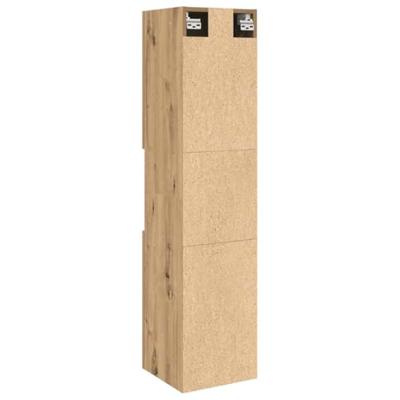 Badkamerwandkast 30x30x130cm bewerkt hout artisanaal eikenkleur