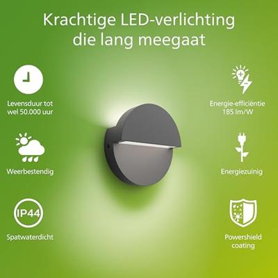 Philips LED Valor 929004140601 LED-buitenlamp (wand) LED 8.6 W Antraciet Philips LED Valor 929004140601 LED-buitenlamp (wand) LED 8.6 W Antraciet