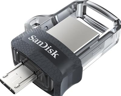 SanDisk 173384 USB flash drive 32 GB USB Type-A / Micro-USB Zwart, Transparant