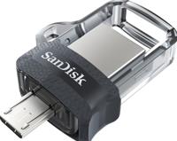 SanDisk Ultra Dual m3.0 USB flash drive 32 GB USB Type-A / Micro-USB 3.2 Gen 1 (3.1 Gen 1) Zwart, Zilver, Transparant - thumbnail