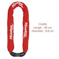 MASTER LOCK Fietskettingslot [Combinatie] [90 cm ketting] [Rood] 8392EURDPROCOLR - thumbnail