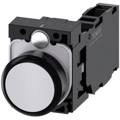 Siemens 3SU11000AB801FA0 3SU1100-0AB80-1FA0 Druktoets Kunststof frontring, Rond Knop Zwart, Grijs 1 stuk(s)