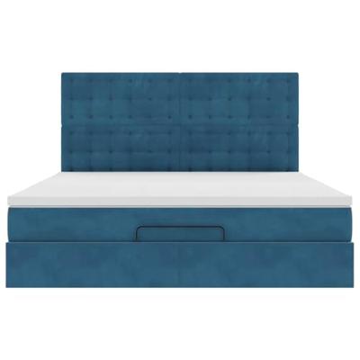 Ottoman bed met matrassen 160x200cm fluweel donkerblauw