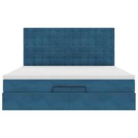Ottoman bed met matrassen 160x200cm fluweel donkerblauw - thumbnail