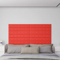 Wandpanelen 12 st 1,62 m² 90x15 cm kunstleer rood - thumbnail