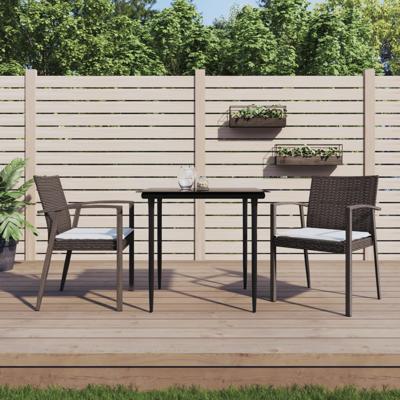 Tuinstoelen 2 st met kussens 56,5x57x83 cm poly rattan bruin Tuinstoelen 2 st met kussens 56,5x57x83 cm poly rattan bruin