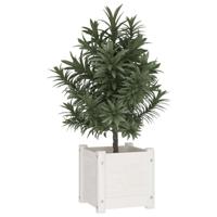 VidaXL Plantenbak 31x31x31 cm massief grenenhout wit - thumbnail