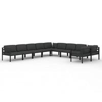 10-delige Loungeset met kussens aluminium antracietkleurig - thumbnail