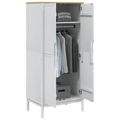 Kledingkast FLORO 77x53x171 cm massief grenenhout wit