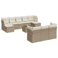 11-delige Tuinset met kussens poly rattan beige - thumbnail
