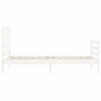 Bedframe met hoofdbord massief hout wit - thumbnail
