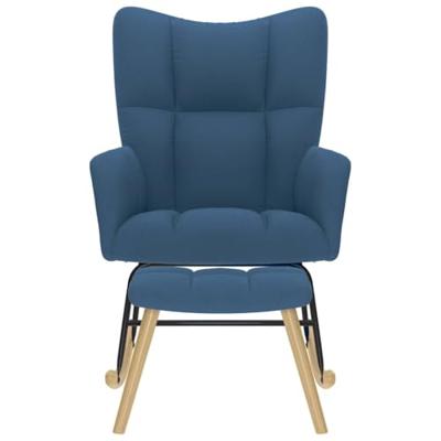 Schommelstoel met voetenbank stof blauw