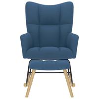 Schommelstoel met voetenbank stof blauw - thumbnail