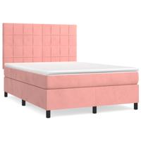 Boxspring met matras fluweel roze 160x200 cm - thumbnail