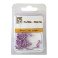 Nellie's Choice • floral glitter brads 3mm. 40stuks/pkg pink 237u - thumbnail