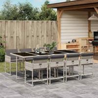 9-delige Tuinset met kussens poly rattan lichtgrijs - thumbnail