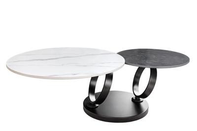 Design salontafel DANCING RINGS wit antraciet rond draaibaar marmer keramiek zwart - 46317