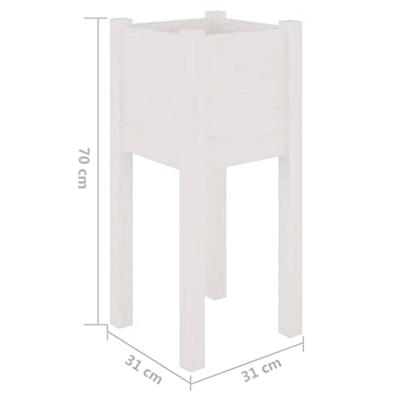 VidaXL Plantenbak 31x31x70 cm massief grenenhout wit