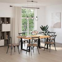 Eettafel met natuurlijke rand 180x120x74 cm massief eikenhout - thumbnail