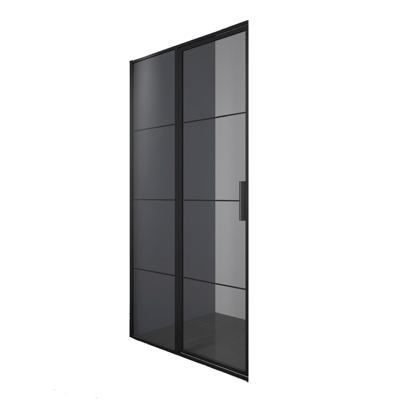 Aqua Splash Zijwand voor AQS Douchecabine Smoke Frame 90x200 cm Rookglas Mat Zwart Raster - R-be-c90sg-fff