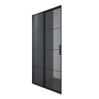 Aqua Splash Zijwand voor AQS Douchecabine Smoke Frame 90x200 cm Rookglas Mat Zwart Raster - R-be-c90sg-fff - thumbnail