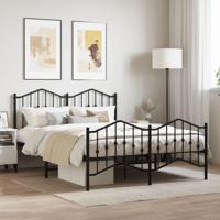 Bedframe met hoofd- en voeteneindemetaal zwart 140x200 cm - thumbnail