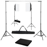 Fotostudioset met softboxlampen en achtergrond - thumbnail