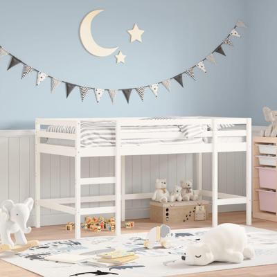 Kinderhoogslaper met ladder 90x200 cm massief grenenhout wit Kinderhoogslaper met ladder 90x200 cm massief grenenhout wit