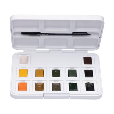 Van Gogh • aquarelverf pocket box natuurtinten met 12 kleuren in halve napjes