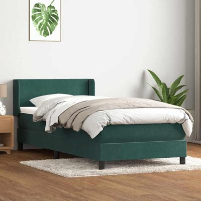 Boxspring met matras fluweel donkergroen 80x220 cm