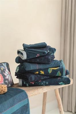 Pip Studio Pip Studio Les Fleurs Badhanddoek - Donkerblauw 70 x 140 cm