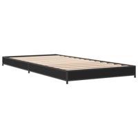 Bedframe bewerkt hout en metaal zwart 90x190 cm - thumbnail