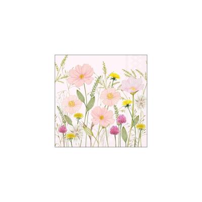 Servetten 33cm pastel flowers roze