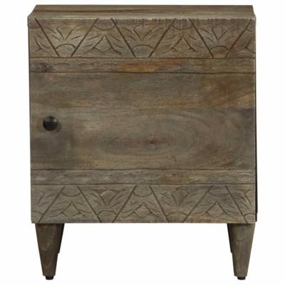 Nachtkastje 40x33x46 cm massief mangohout lichtgrijs