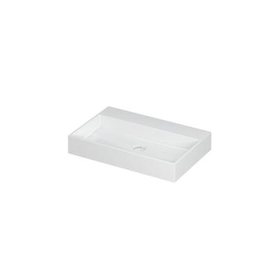 INK United Wastafel Porselein Zonder Kraangat incl. Porseleinen Click Plug en Verborgen Overloop Systeem - 700x450x110 mm - Glans Wit