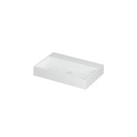 INK United Wastafel Porselein Zonder Kraangat incl. Porseleinen Click Plug en Verborgen Overloop Systeem - 700x450x110 mm - Glans Wit - thumbnail