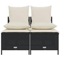 4-delige Loungeset met kussens poly rattan zwart - thumbnail