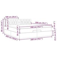 Ottoman bed met matras 200x200 cm stof lichtgrijs - thumbnail