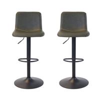 Bronx71 Industriële Barkruk Texas leer olijfgroen 60 - 76 cm - - thumbnail