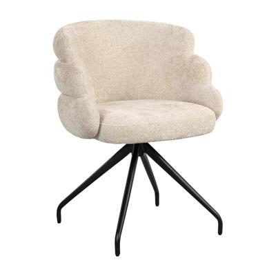 Richmond Draaibare Eetkamerstoel 'Kayla' Chenille, kleur Crème Richmond Draaibare Eetkamerstoel 'Kayla' Chenille, kleur Crème