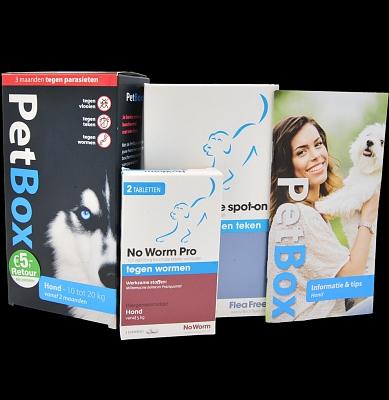 PetBox hond tegen vlooien, teken, wormen Hond - 10 tot 20 kg PetBox hond tegen vlooien, teken, wormen Hond - 10 tot 20 kg