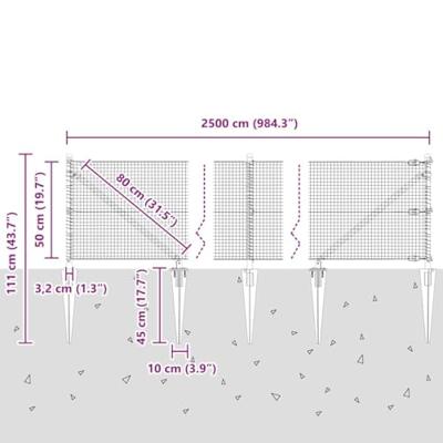 VidaXL Afrasteringspaal groen 25 x 0,5 m (19 x 19 mm mesh) staal