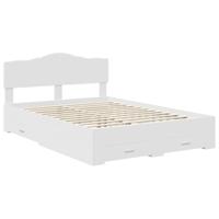 Bedframe met hoofdeinde met lade Wit 160 x 200 cm Bewerkt hout - thumbnail