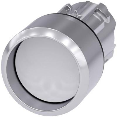 Siemens 3SU10500CB600AA0 3SU1050-0CB60-0AA0 Druktoets Metalen frontring, Hoogglans, Rond Knop Zilver, Wit 1 stuk(s)