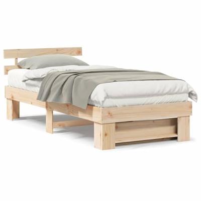 Bedframe met hoofdeinde Bruin 100 x 200 cm Massief grenenhout