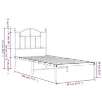 Bedframe met hoofdbord metaal wit 90x190 cm - thumbnail